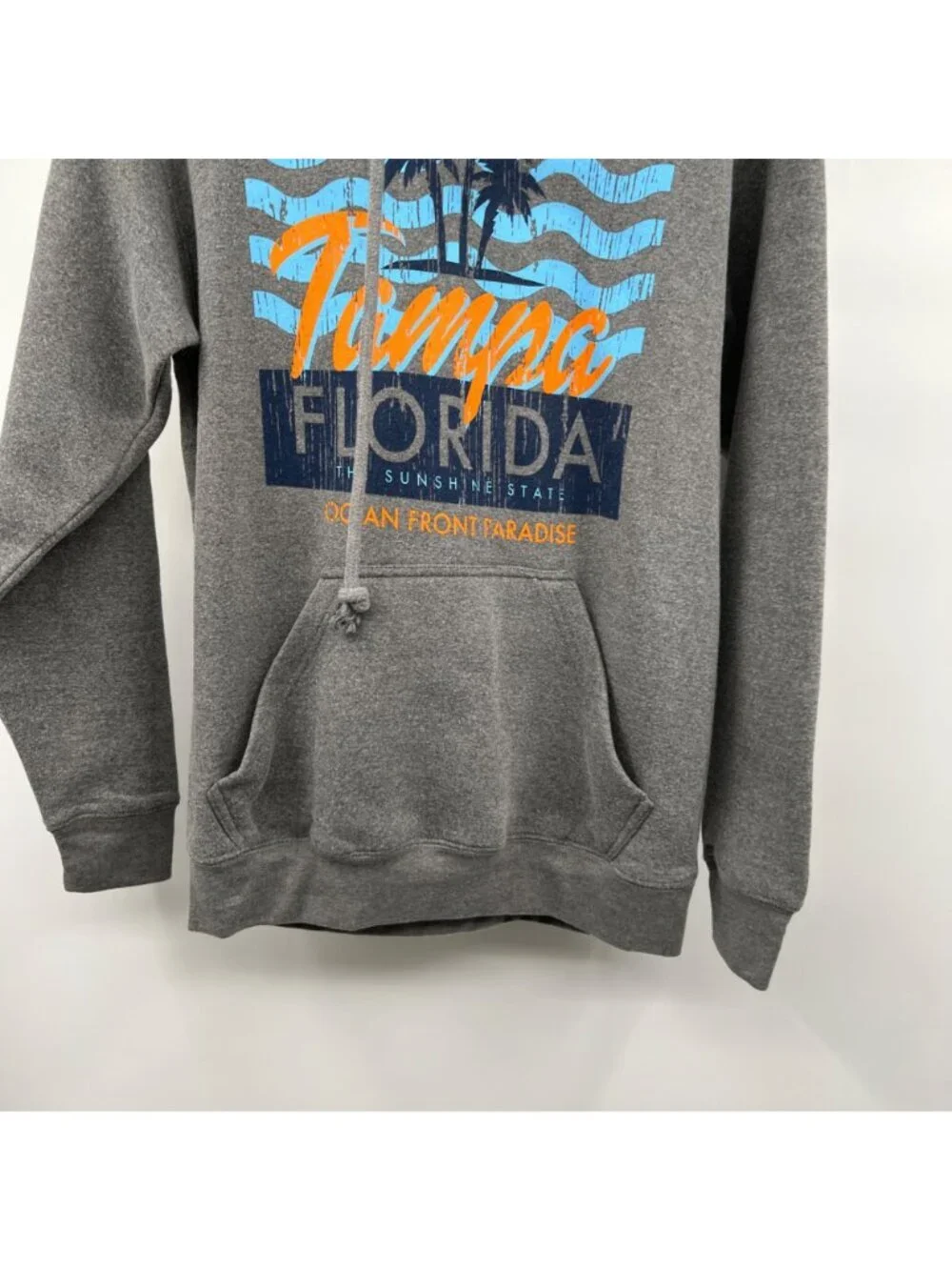 Blue Kay Womens Tampa Florida Graphic Hoodie Pullover Gray/Multi Size Small